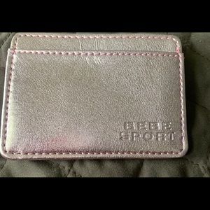 BeBe Sport card holder, pink metallic color.